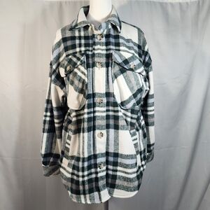 SO Green and White Plaid Utility Jacket